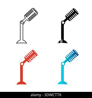 Abstract Microphone Silhouette Illustration, can be used for business designs, presentation designs or any suitable designs. Stock Vector