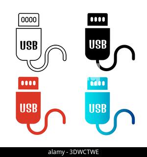Abstract USB Flash Drive Silhouette Illustration, can be used for business designs, presentation designs or any suitable designs. Stock Vector