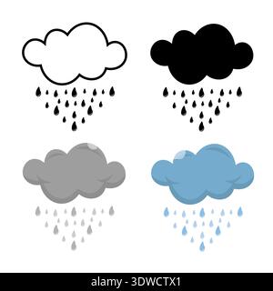 Abstract Modern Rainy Weather Silhouette Illustration, can be used for business designs, presentation designs or any suitable designs. Stock Vector