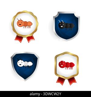Abstract Flat Ant Animal Badge and Label Collection, can be used for business designs, presentation designs or any suitable designs. Stock Vector