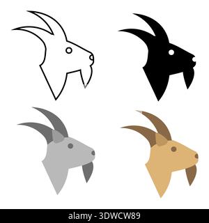 Abstract Flat Goat Head Silhouette Illustration, can be used for business designs, presentation designs or any suitable designs. Stock Vector