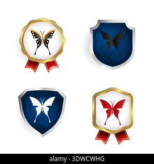 Abstract Flat Butterfly Animal Badge and Label Collection, can be used for business designs, presentation designs or any suitable designs. Stock Vector