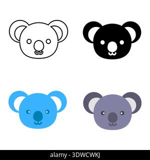 Abstract Flat Koala Head Silhouette Illustration, can be used for business designs, presentation designs or any suitable designs. Stock Vector