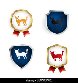 Abstract Flat Fox Animal Badge and Label Collection, can be used for business designs, presentation designs or any suitable designs. Stock Vector