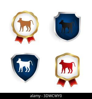 Abstract Flat Monkey Animal Badge and Label Collection, can be used for business designs, presentation designs or any suitable designs. Stock Vector
