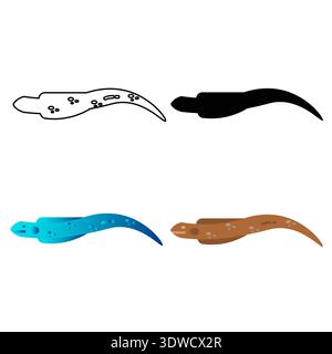 Abstract Flat Eel Animal Silhouette Illustration, can be used for business designs, presentation designs or any suitable designs. Stock Vector