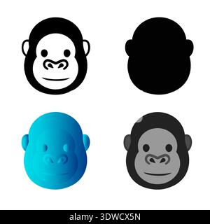 Abstract Flat Gorilla Head Silhouette Illustration, can be used for business designs, presentation designs or any suitable designs. Stock Vector