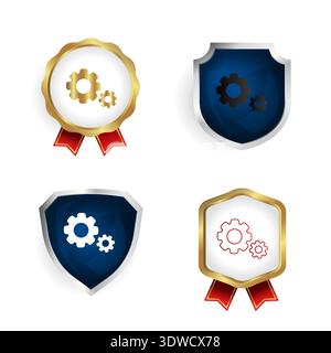 Abstract Gear Badge and Label Collection, can be used for business designs, presentation designs or any suitable designs. Stock Vector