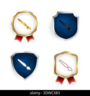 Abstract Paint Brush Badge and Label Collection, can be used for business designs, presentation designs or any suitable designs. Stock Vector