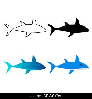 Abstract Flat Shark Animal Silhouette Illustration, can be used for business designs, presentation designs or any suitable designs. Stock Vector