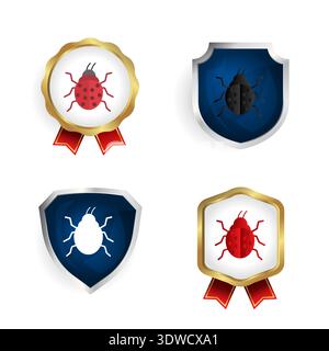 Abstract Flat Ladybug Insect Badge and Label Collection, can be used for business designs, presentation designs or any suitable designs. Stock Vector