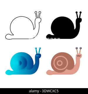 Abstract Flat Snail Animal Silhouette Illustration, can be used for business designs, presentation designs or any suitable designs. Stock Vector