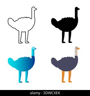 Abstract Flat Ostrich Bird Silhouette Illustration, can be used for business designs, presentation designs or any suitable designs. Stock Vector
