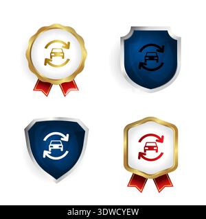 Abstract Refreshing Car Badge and Label Collection, can be used for business designs, presentation designs or any suitable designs. Stock Vector