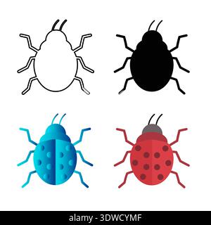 Abstract Flat Ladybug Insect Silhouette Illustration, can be used for business designs, presentation designs or any suitable designs. Stock Vector