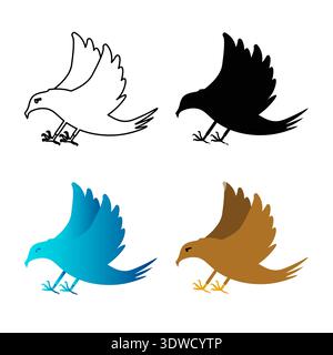 Abstract Flat Hawk Bird Silhouette Illustration, can be used for business designs, presentation designs or any suitable designs. Stock Vector
