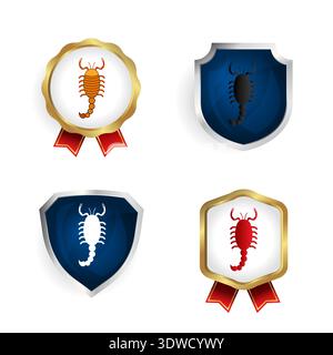 Abstract Flat Scorpion Animal Badge and Label Collection, can be used for business designs, presentation designs or any suitable designs. Stock Vector
