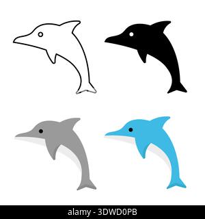 Abstract Flat Dolphin Animal Silhouette Illustration, can be used for business designs, presentation designs or any suitable designs. Stock Vector