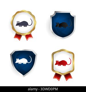 Abstract Flat Rat Animal Badge and Label Collection, can be used for business designs, presentation designs or any suitable designs. Stock Vector