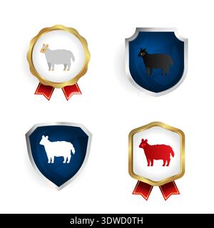 Abstract Flat Sheep Animal Badge and Label Collection, can be used for business designs, presentation designs or any suitable designs. Stock Vector