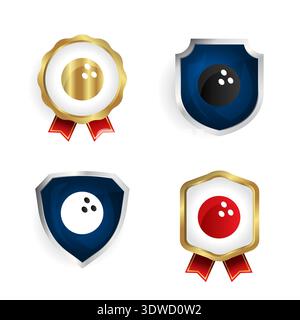 Abstract Bowling Badge and Label Collection, can be used for business designs, presentation designs or any suitable designs. Stock Vector
