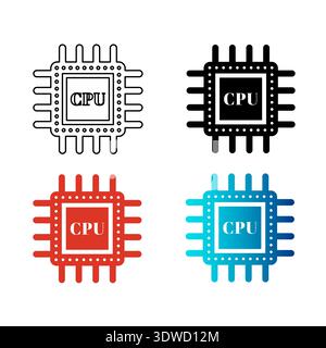 Abstract CPU Silhouette Illustration, can be used for business designs, presentation designs or any suitable designs. Stock Vector