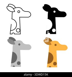 Abstract Flat Giraffe Head Silhouette Illustration, can be used for business designs, presentation designs or any suitable designs. Stock Vector