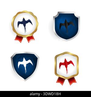 Abstract Flat Swallow Bird Badge and Label Collection, can be used for business designs, presentation designs or any suitable designs. Stock Vector