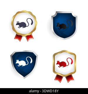 Abstract Flat Mouse Animal Badge and Label Collection, can be used for business designs, presentation designs or any suitable designs. Stock Vector