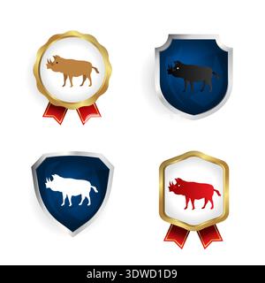 Abstract Flat Wild Bear Animal Badge and Label Collection, can be used for business designs, presentation designs or any suitable designs. Stock Vector
