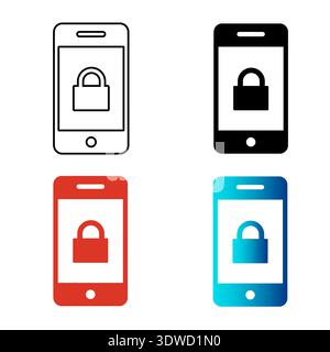 Abstract Mobile Lock Silhouette Illustration, can be used for business designs, presentation designs or any suitable designs. Stock Vector