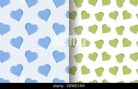 Blue Green Heart Split Pattern Stock Vector
