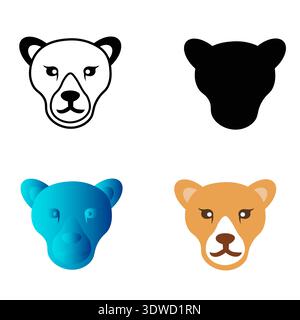 Abstract Flat Puma Head Silhouette Illustration, can be used for business designs, presentation designs or any suitable designs. Stock Vector