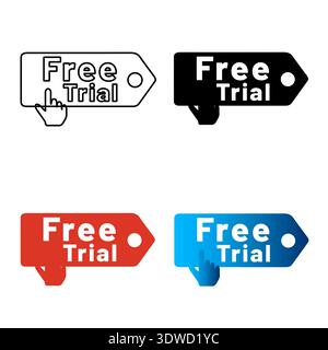 Abstract Free Trial Silhouette Illustration, can be used for business designs, presentation designs or any suitable designs. Stock Vector