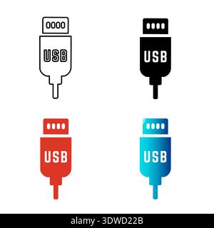 Abstract Usb Cable Silhouette Illustration, can be used for business designs, presentation designs or any suitable designs. Stock Vector