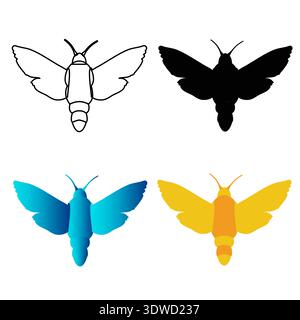 Abstract Flat Moth Insect Silhouette Illustration, can be used for business designs, presentation designs or any suitable designs. Stock Vector