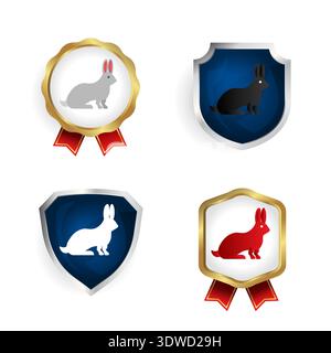 Abstract Flat Rabbit Animal Badge and Label Collection, can be used for business designs, presentation designs or any suitable designs. Stock Vector