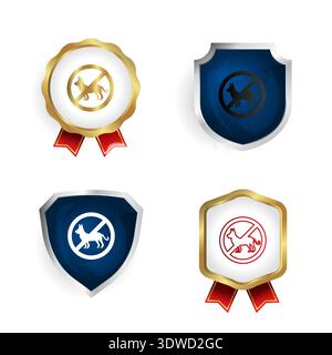 Abstract No Dog Badge and Label Collection, can be used for business designs, presentation designs or any suitable designs. Stock Vector