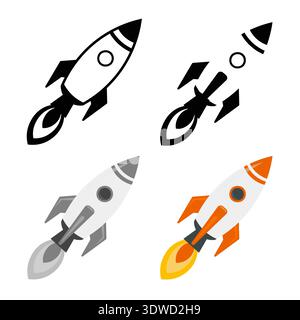 Abstract Rocket Ship Silhouette Illustration, can be used for business designs, presentation designs or any suitable designs. Stock Vector