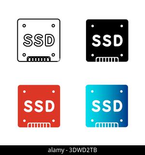 Abstract SSD Storage Drive Silhouette Illustration, can be used for business designs, presentation designs or any suitable designs. Stock Vector