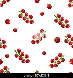 Seamless pattern of small cherry tomatoes Stock Vector