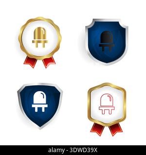 Abstract Led Diode Badge and Label Collection, can be used for business designs, presentation designs or any suitable designs. Stock Vector