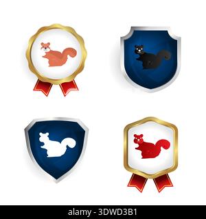 Abstract Flat Squirrel Animal Badge and Label Collection, can be used for business designs, presentation designs or any suitable designs. Stock Vector