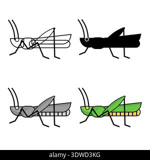 Abstract Flat Grasshopper Insect Silhouette Illustration, can be used for business designs, presentation designs or any suitable designs. Stock Vector