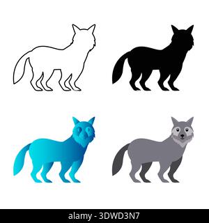 Abstract Flat Wolf Animal Silhouette Illustration, can be used for business designs, presentation designs or any suitable designs. Stock Vector