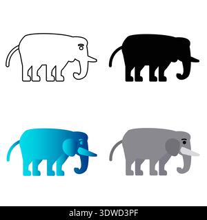 Abstract Flat Elephant Animal Silhouette Illustration, can be used for business designs, presentation designs or any suitable designs. Stock Vector