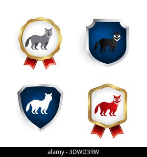 Abstract Flat Wolf Animal Badge and Label Collection, can be used for business designs, presentation designs or any suitable designs. Stock Vector