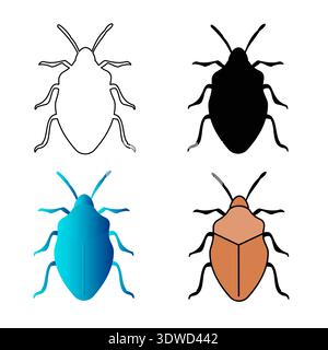 Abstract Flat Stink Bug Insect Silhouette Illustration, can be used for business designs, presentation designs or any suitable designs. Stock Vector
