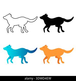 Abstract Flat Running Dog Silhouette Illustration, can be used for business designs, presentation designs or any suitable designs. Stock Vector