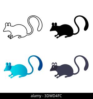 Abstract Flat Mouse Animal Silhouette Illustration, can be used for business designs, presentation designs or any suitable designs. Stock Vector